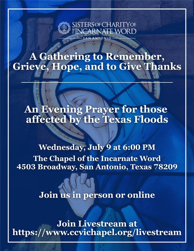 uiwcardinals's tweet image. In light of the devastating floods in Texas, join us for an evening prayer today, Wednesday, July 9 at 6 PM.
We gather to remember those lost, comfort the grieving, thank the helpers, and pray for those still missing.
📍 Livestream: ccvichapel.org/livestream