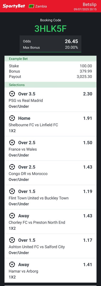 Hey check out the bet I just placed on Sportybet! sportybet.com/zm/?customCode…