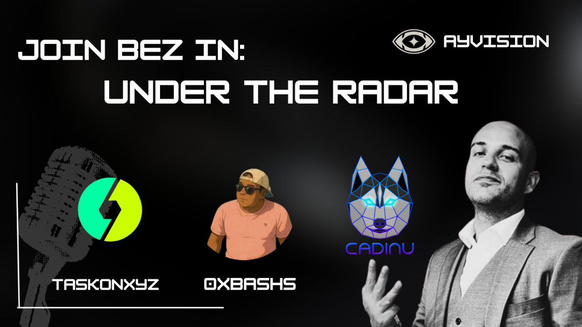 🎙️ Important Update | UNDER THE RADAR

Today’s session featuring
<a href="/BezBM_CADINU/">Bez B.M.</a> 
 from #CADINU
Hosted by <a href="/0xBashS/">Bash (in the trenches) 👁️</a>,  the @TaskonXYZ team &amp; 
<a href="/AYVision_/">AYVision</a> 
 
is Live now  (approx. 2-hour delay)

🔗 Join the Space:
x.com/i/spaces/1vOxw…

🧠 In this session:
– Introduction to $CBON
–