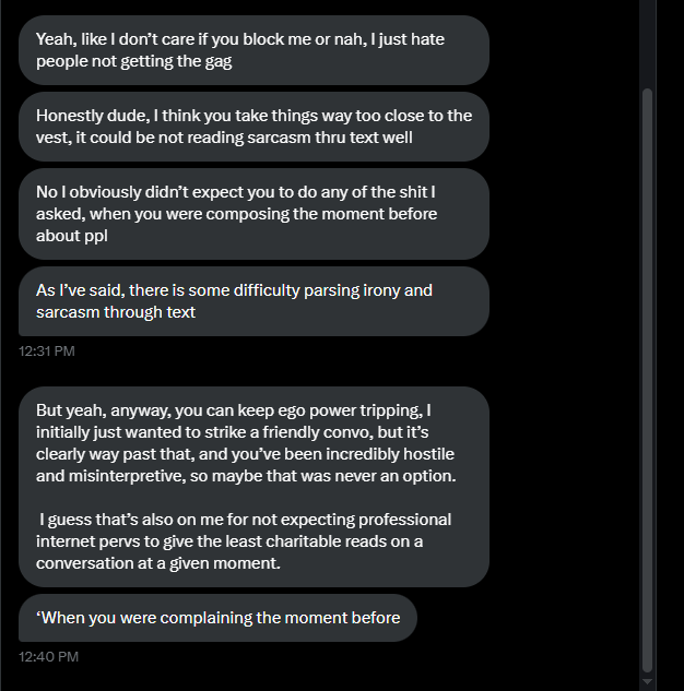 Ope, there's his third account. Picture for a minute how unhinged you have to be to get to this point.