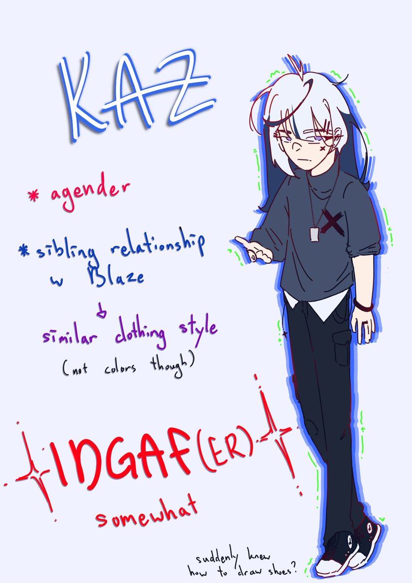wyrexn's tweet photo. before i forget, these are all the quick refs i made for art fight!! meaning i finally drew Kaz and Kaili properly for once 😭😭😭 https://t.co/5VSSKFsOuK