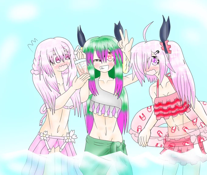 #独学でここまで成長したから一緒に頑張ろう はールサメと振り返るサメの画力 2019年1月(デジタル始めたて 2019年10月 2020年7月 2025年7月 お父さんとるーさんとの歴史が長い………! 2019年にるーさんの誕生日をお祝いしに行ったのがきっかけだったのよねー