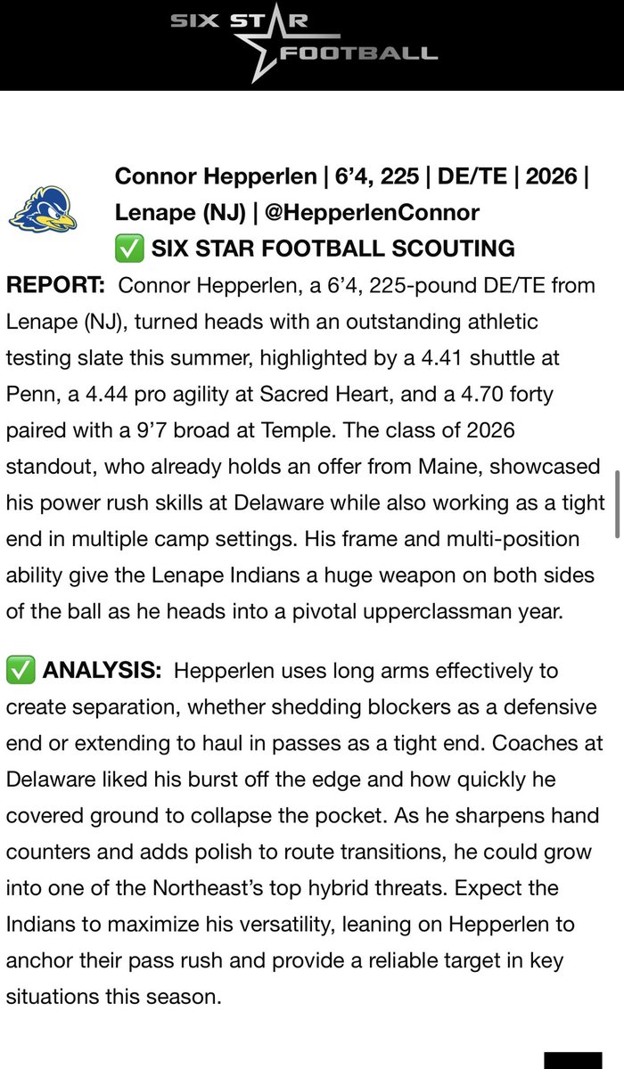 Connor Hepperlen (@hepperlenconnor) on Twitter photo Thank you <a href="/sixstarfootball/">Six Star Football | PLUS+</a> for the write up!
<a href="/Coach_Kreider/">Matt Kreider</a> <a href="/LenapePrideClub/">Lenape Football Pride Club</a> <a href="/LenapeFootball/">Lenape Football</a> Thank you <a href="/sixstarfootball/">Six Star Football | PLUS+</a> for the write up!
<a href="/Coach_Kreider/">Matt Kreider</a> <a href="/LenapePrideClub/">Lenape Football Pride Club</a> <a href="/LenapeFootball/">Lenape Football</a>