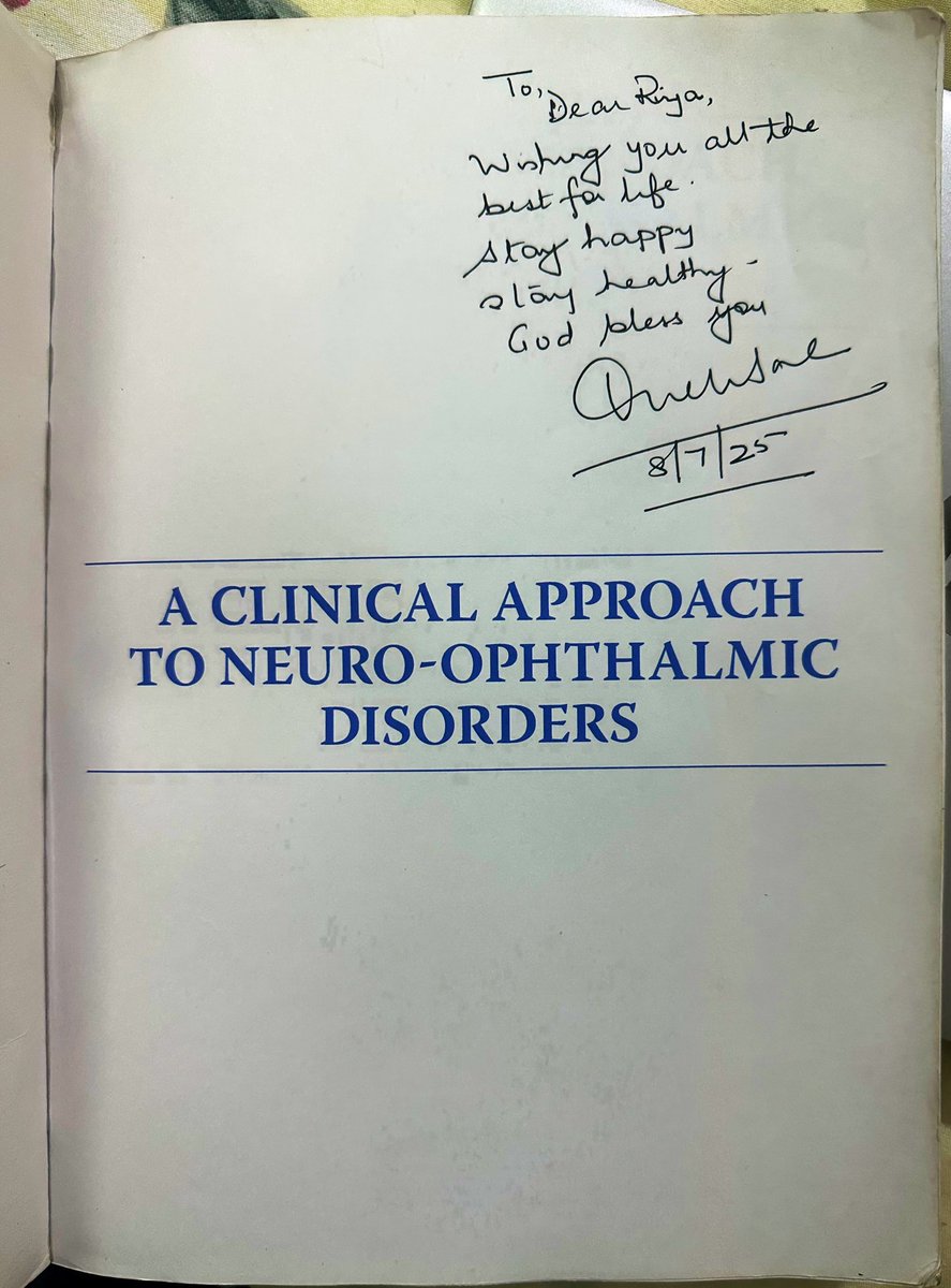 riya_o94's tweet photo. A treasured moment 🙏
My mentor and the Director of PGIMER—Prof. Vivek Lal, gifted me a signed copy of his book A Clinical Approach to Neuro-Ophthalmic Disorders.
Forever grateful for his support, blessings, and vision.

📖🖋️ 8.7.25

#Neurology #dpgi #pgimer  #Gratitude https://t.co/EqymuDQYZD