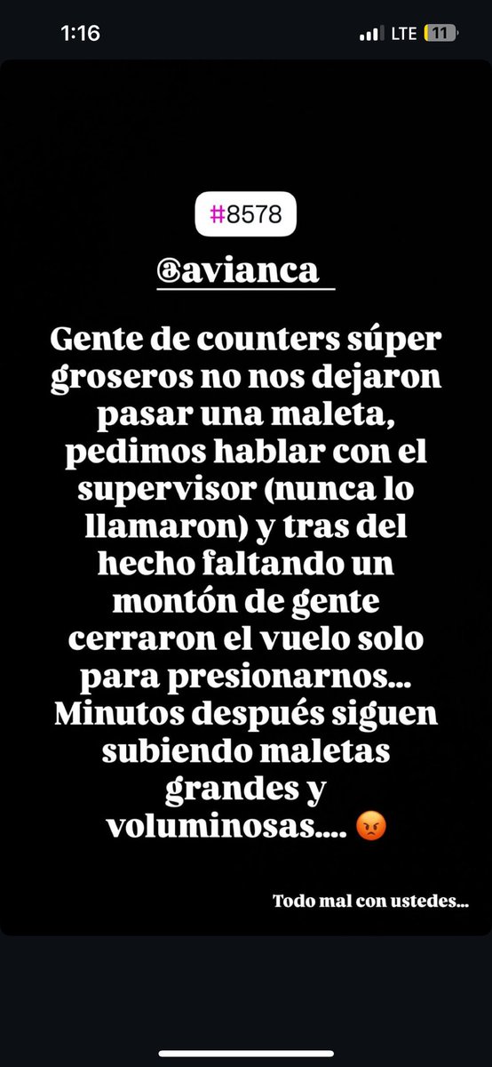 camscams___'s tweet photo. Avianca tiene el peor servicio en counter, la próxima vez que me obliguen a llevar mi maleta de mano en bodega diré la misma respuesta que le dieron a mi compañero:
“No la puedo enviar porque se fractura el compañero intentando bajarla”

( a otro ni lo dejaron abordar)
@avianca https://t.co/KYs02A3dde