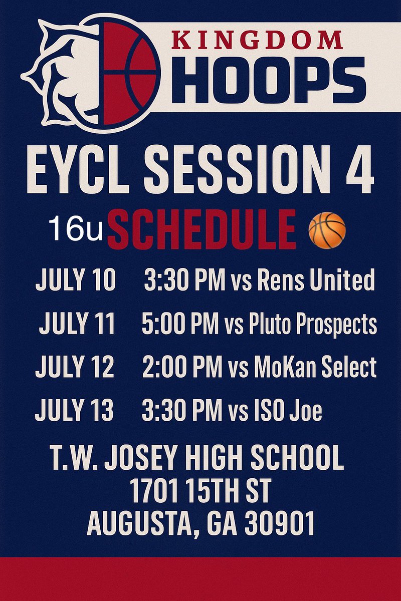Cayden Larson (@caydlarson) on Twitter photo Here’s our <a href="/hoops_kingdom/">𝙆𝙞𝙣𝙜𝙙𝙤𝙢 𝙃𝙤𝙤𝙥𝙨</a> schedule for <a href="/NikeEYB/">EliteYouthBasketball</a> session 4 this Thursday-Sunday in Augusta 🏀 Here’s our <a href="/hoops_kingdom/">𝙆𝙞𝙣𝙜𝙙𝙤𝙢 𝙃𝙤𝙤𝙥𝙨</a> schedule for <a href="/NikeEYB/">EliteYouthBasketball</a> session 4 this Thursday-Sunday in Augusta 🏀