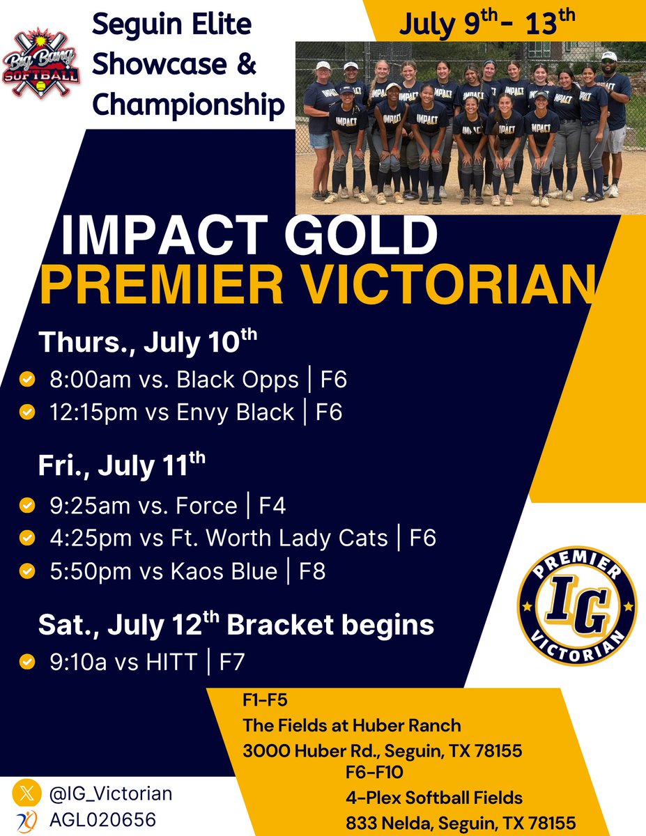 IG_Victorian's tweet image. Headed to Seguin! 4 college showcase games and then bracket games begin Saturday. Let's go, ladies! #goldblooded #trusttheprocess