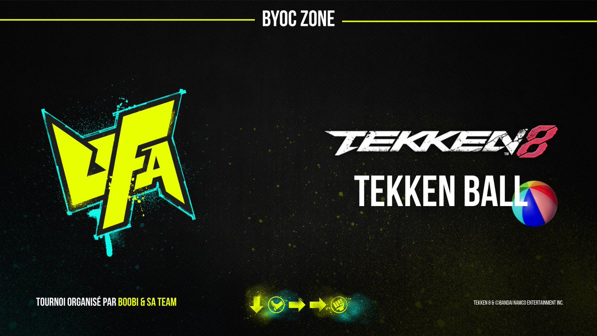 Christine K. | B00BI 🥊 (@b00bi_) on Twitter photo TEKKEN BALL arrive à <a href="/UFA_Gaming/">Ultimate Fighting Arena</a>
Tournoi gratuit pour les titulaires d'un pass compétiteur ou joueurs 🏐
Inscriptions ⬇️
start.gg/tournament/ufa…
(plus d'informations prochainement) TEKKEN BALL arrive à <a href="/UFA_Gaming/">Ultimate Fighting Arena</a>
Tournoi gratuit pour les titulaires d'un pass compétiteur ou joueurs 🏐
Inscriptions ⬇️
start.gg/tournament/ufa…
(plus d'informations prochainement)
