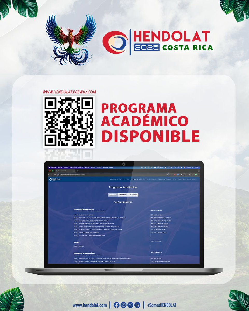 🌎 𝗛𝗘𝗡𝗗𝗢𝗟𝗔𝗧 2025 
Costa Rica  nos recibe con ciencia, academia, tecnología y mucha diversión.
👉 hendolat.com
La comunidad vascular más importante de Latinoamérica
#hendolat2025 #HendolatCostaRica #somoshendolat #TerapiaVascular #CostaRica #puravidacostarica