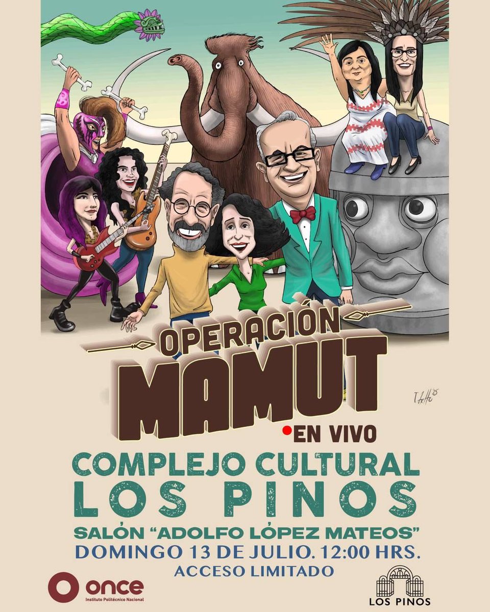Nos vemos el domingo para la grabación en vivo de <a href="/MamutOperacion/">Operación Mamut</a> en <a href="/CC_LosPinos/">Complejo Cultural Los Pinos</a> y de paso celebrar con ustedes nuestros primeros cuatro años al aire por <a href="/CanalOnceTV/">Canal Once</a> <a href="/jairocalixto/">Jairo Calixto</a> <a href="/norareinachula/">Nora Huerta</a> <a href="/cecisotres/">Ceci Sotres</a> <a href="/laleonaconchi/">Conchi León</a> <a href="/Tachonauta/">Oscar Quezada Pablo</a>