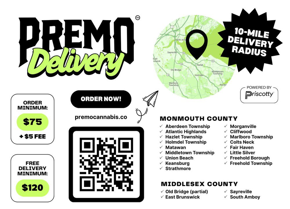 New extended range for <a href="/PremoCannabis/">Premo Cannabis Company</a> home delivery in #NewJersey 

Same great service - more widely available!