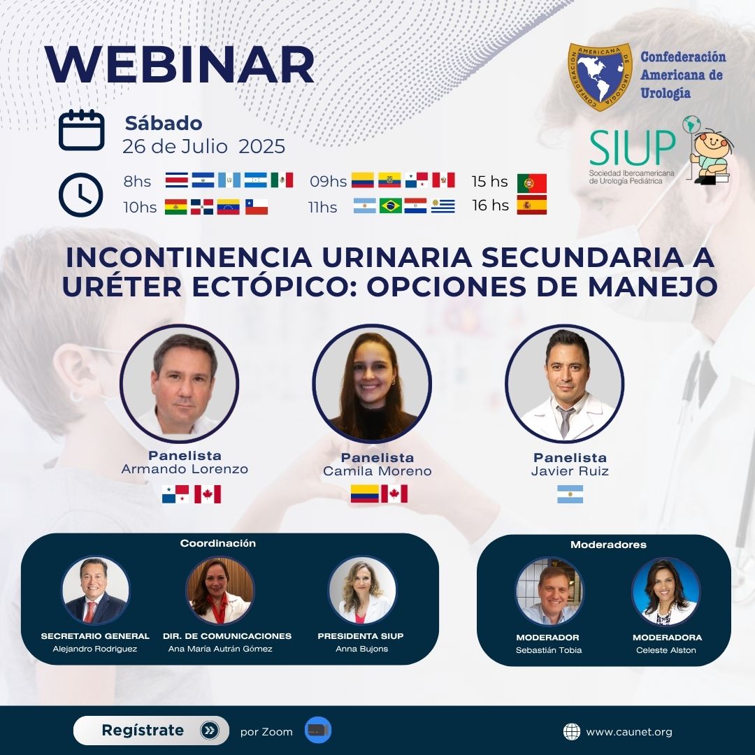 CAU_URO's tweet image. No te pierdas el webinar CAU/SIUP de: "Incontinencia urinaria secundaria a uréter ectópico: opciones de manejo"
Sábado 26 de julio 2025
Hrs: 10:00 a.m. (GMT-4)
Regístrate: us06web.zoom.us/webinar/regist…
@siupurol