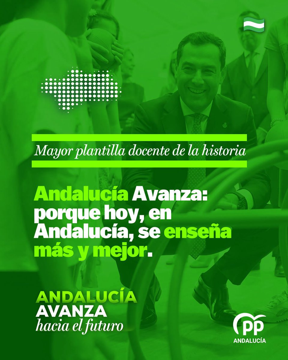 #AndalucíaAvanza también en educación.
Porque el futuro de una tierra se escribe en sus aulas.

Y hoy, Andalucía enseña más y mejor.

#ConfianzaQueForma #EducaciónQueTransforma