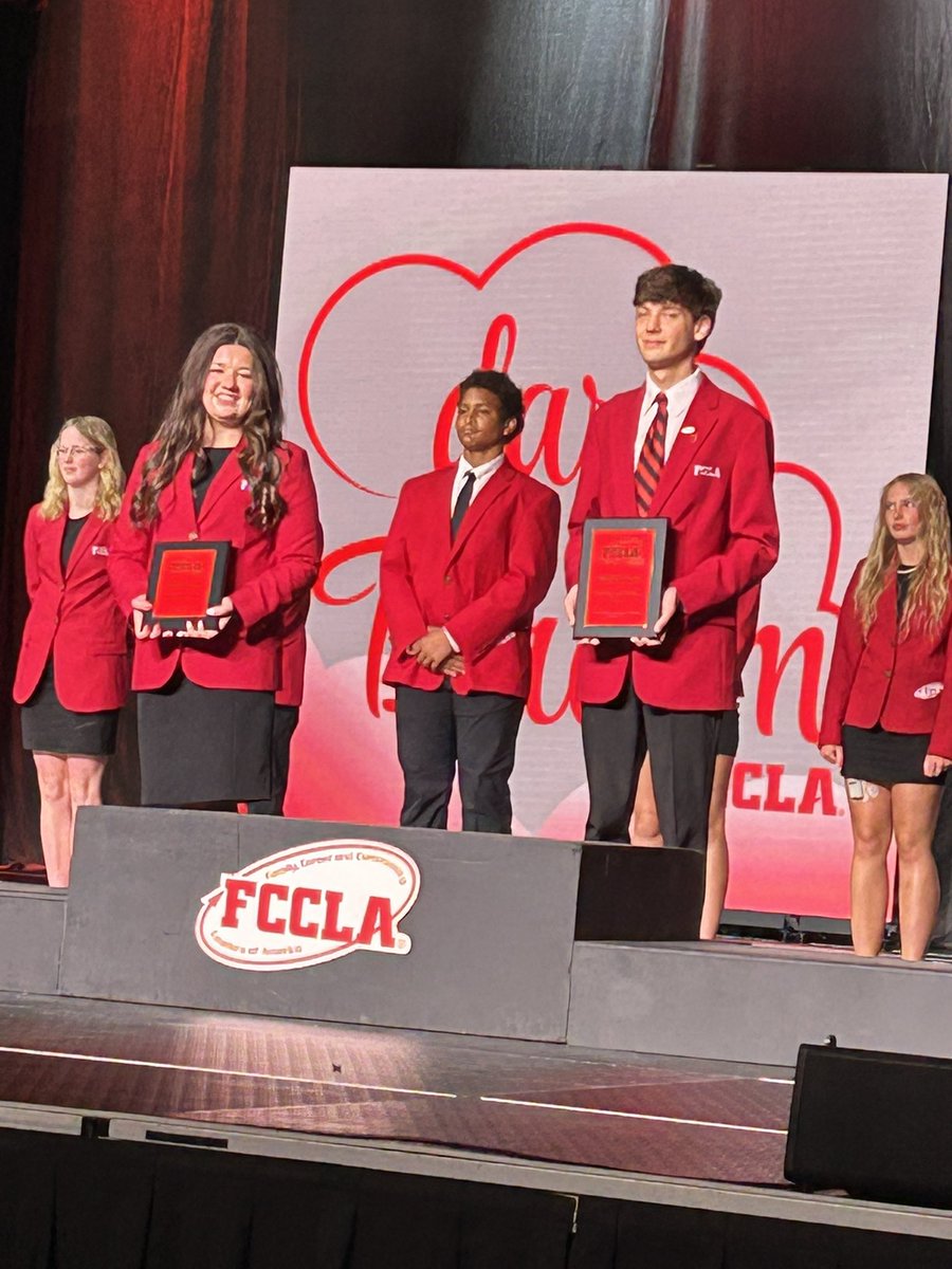 Congrats to Natalie, Zoe, and Myles on their Silver Medal and to Vincent on his Gold Medal and Top 10 placing in the Nation! Great job at #NLC2025, Fulda FCCLA! #RedJacketSwag