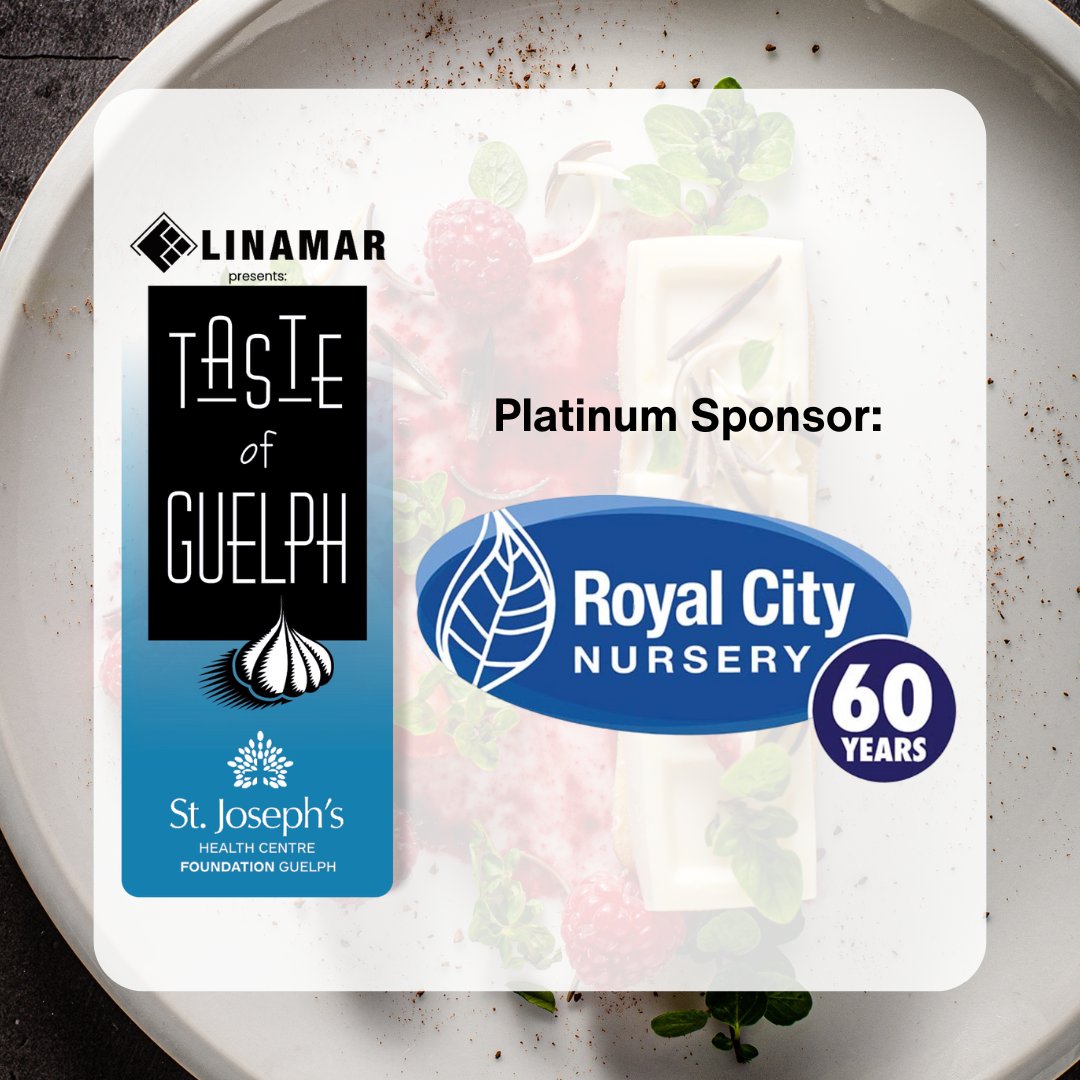 We’re thrilled to welcome Royal City Nursery back as a Platinum Sponsor of Taste of Guelph 2025! 🌿
Their support helps grow something meaningful — better healthcare at St. Joe’s. 💙
🎟️ Get your tickets: tasteofguelph.com