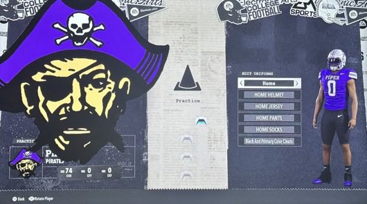 T_Conrad18_'s tweet image. The high school Alma Mater is now playable. With all new uniforms. And new field. Just search “Piper” in game. #CFB26