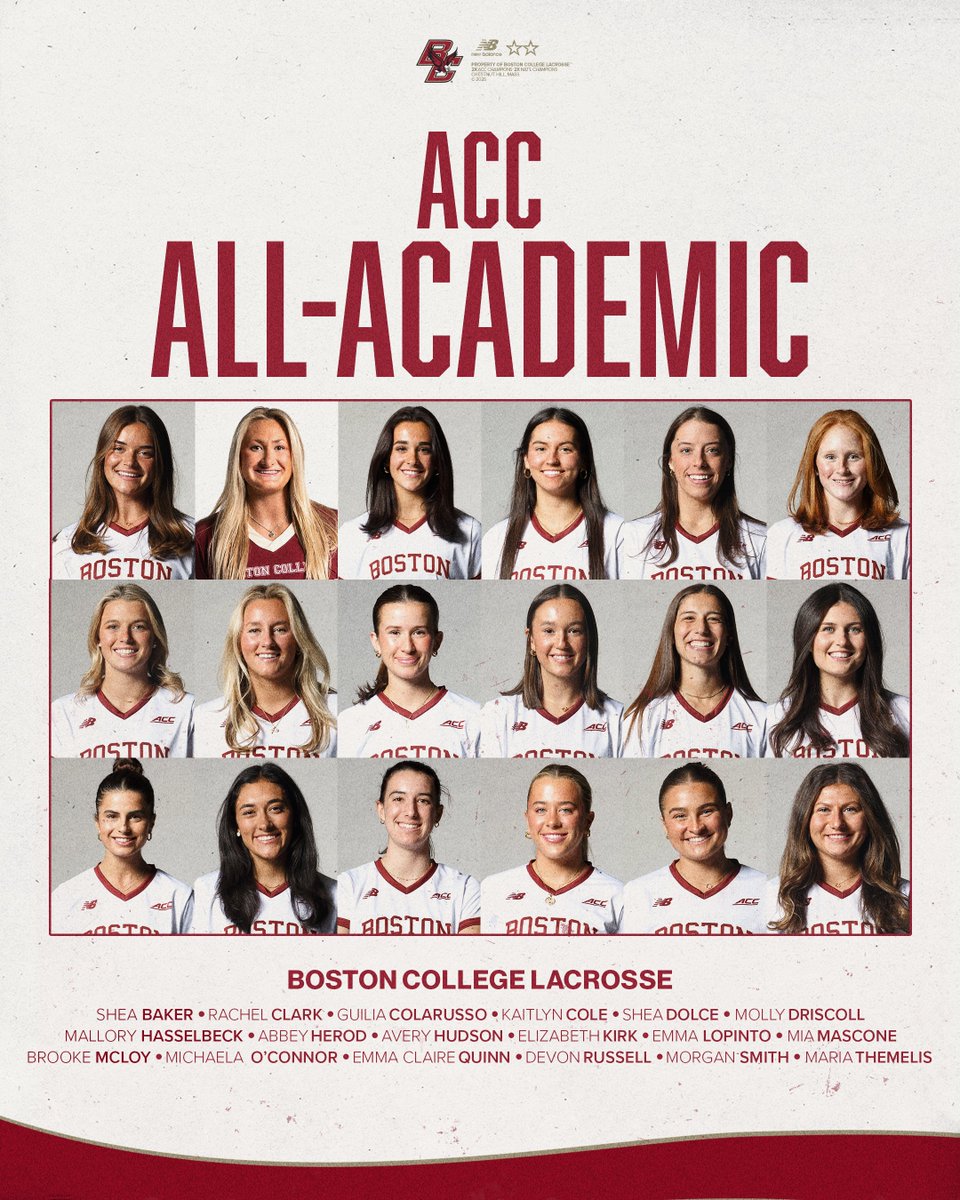 BCwlax's tweet image. A program record 18 players were named to @theACC All-Academic Team!