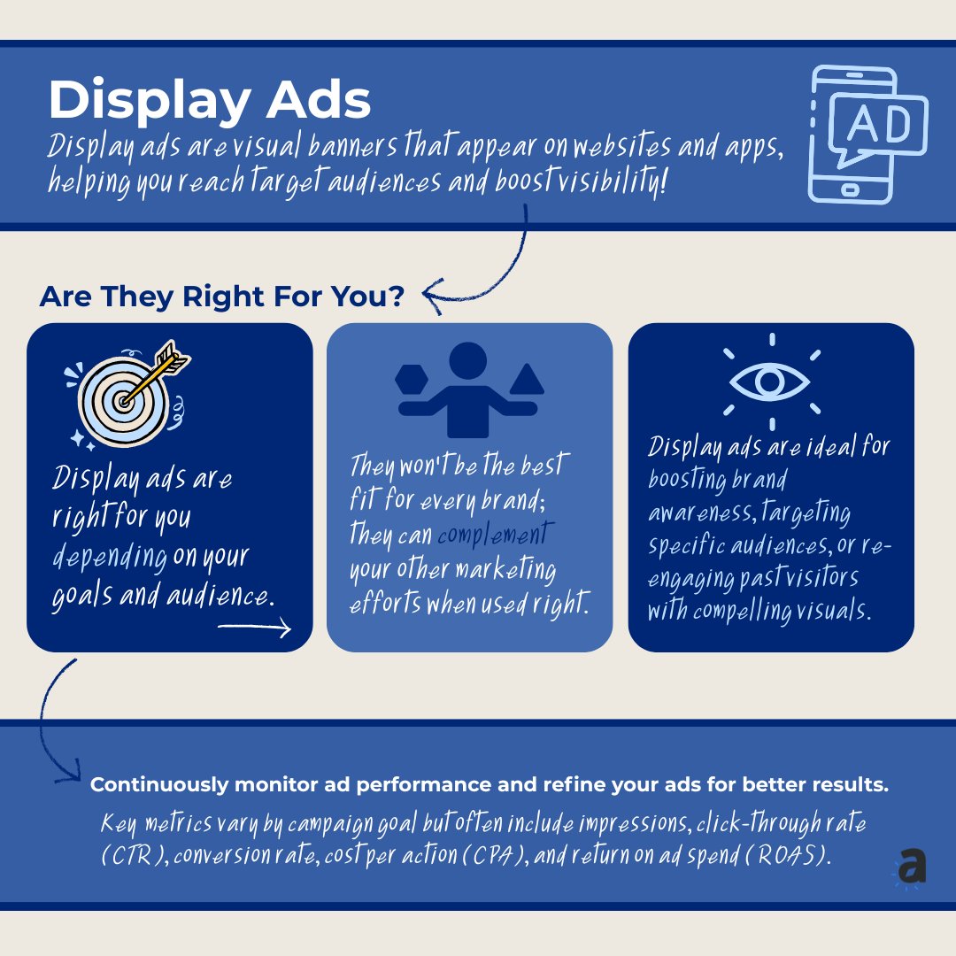 advantagemrkt's tweet photo. Display ads are a smart way to boost your brand visibility. You’ve seen them while scrolling on articles, apps, and games, and they're a powerful way to reach your audience everywhere.

Learn more with the 🔗 in our bio. https://t.co/fk3pbDGkOg