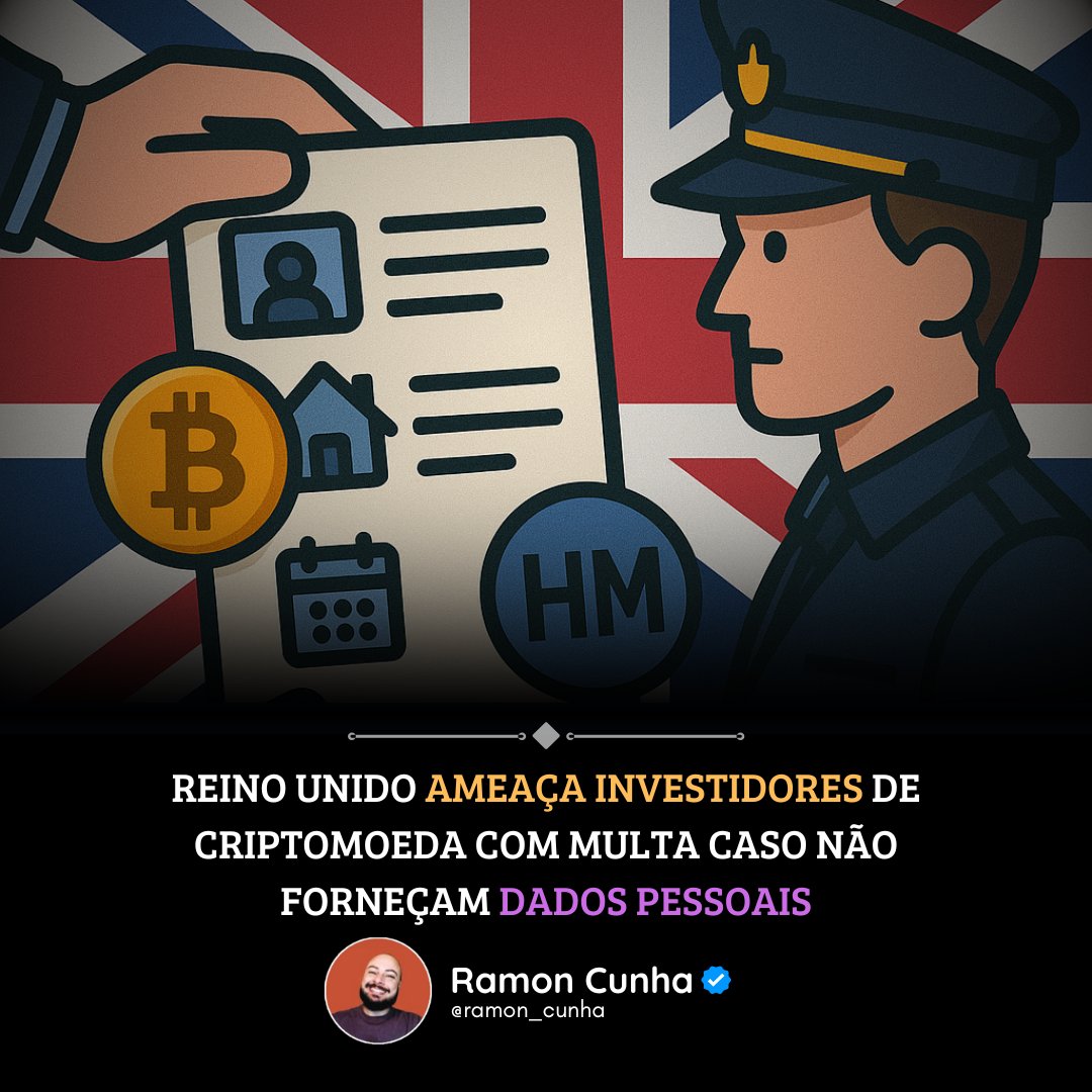 euramoncunha's tweet image. 🚨 Reino Unido aperta o cerco: investidores de criptomoedas podem ser multados em até £300 se não entregarem seus dados pessoais à Receita.
Mais um passo rumo à vigilância total? 🧐🇬🇧 #Cripto #Bitcoin #Regulação #UK #DeFi