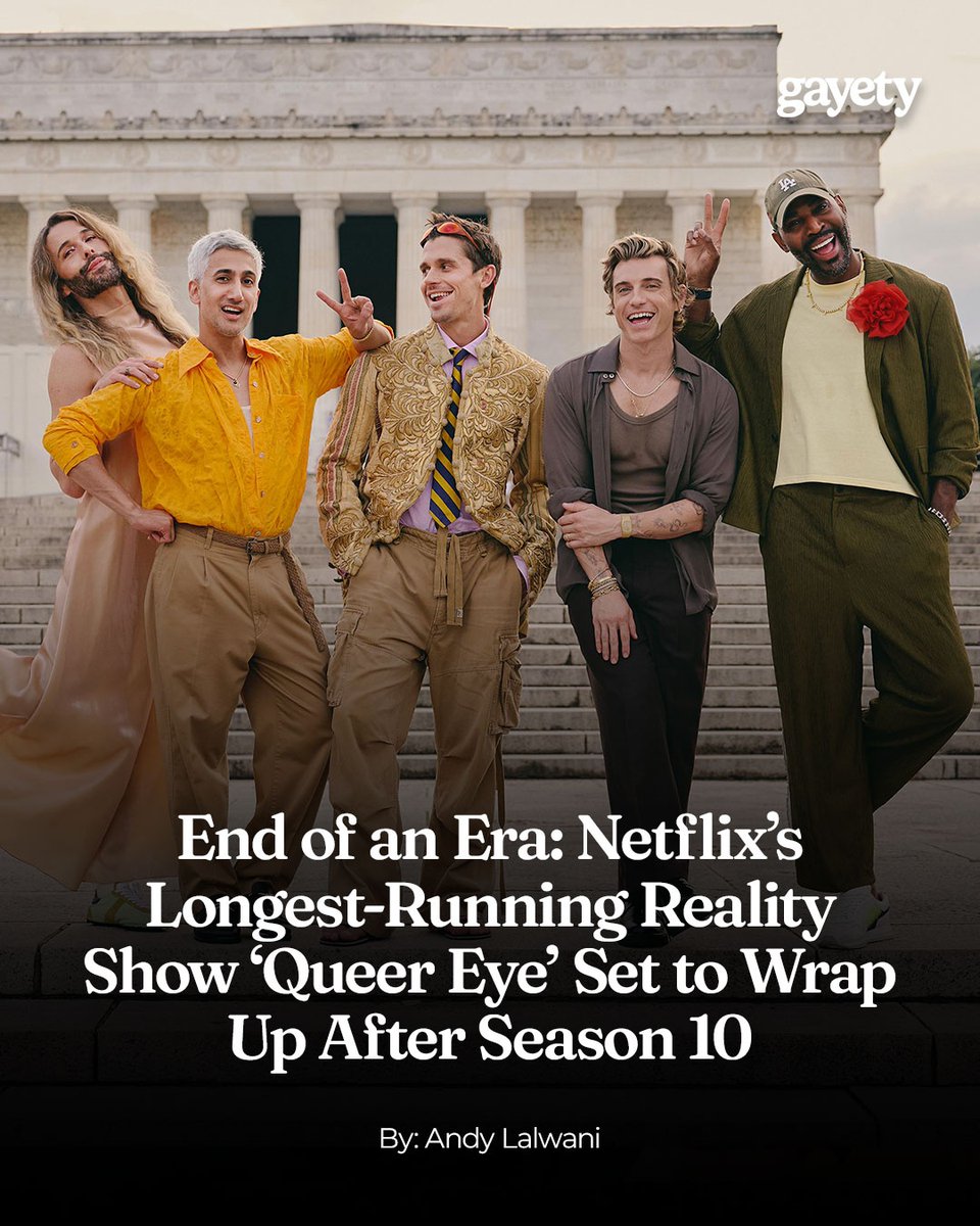 gayety's tweet image. After nearly a decade of uplifting transformations and heartwarming journeys, 'Queer Eye' will air its final season on Netflix.
🔗: gayety.com/queer-eye-netf…