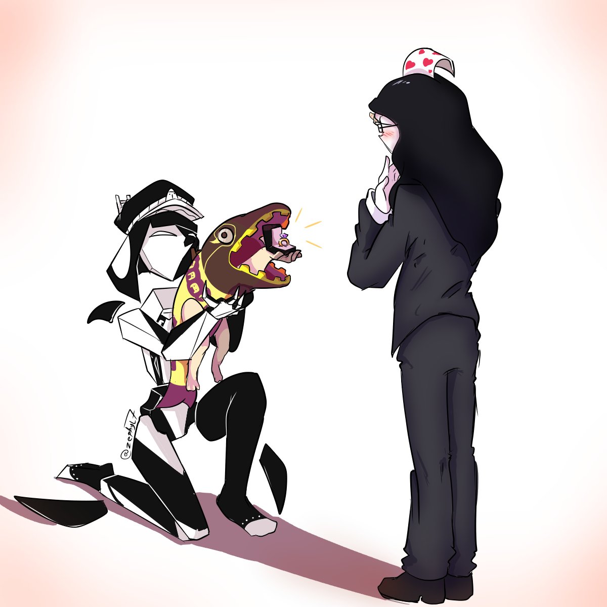 Friendly fire at <a href="/blankpapper_/">Blank</a> !!
Orca ENA x Coral!

#artfight2025 #artfight #enasona #enaoc #coralglasses #enadreambbq