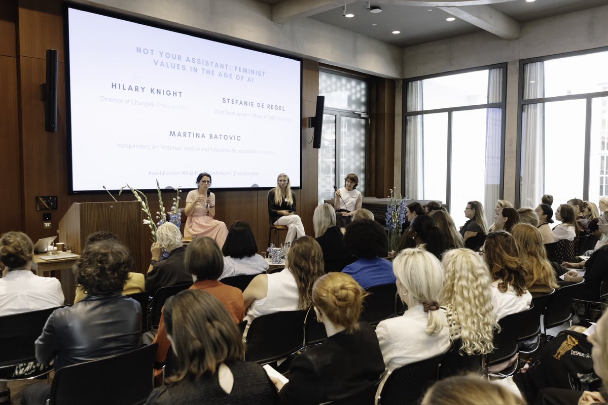 taex_com's tweet image. It’s a very eventful week at TAEX!
Our Director, Stefanie de Regel @Stefarel_, joined @awitalondon BUILD YOUR OWN ARTWORLD conference, speaking about AI on a panel with Martina Batovic and Hilary Knight.
Throughout the day we kept asking ourselves, often across unsettling…