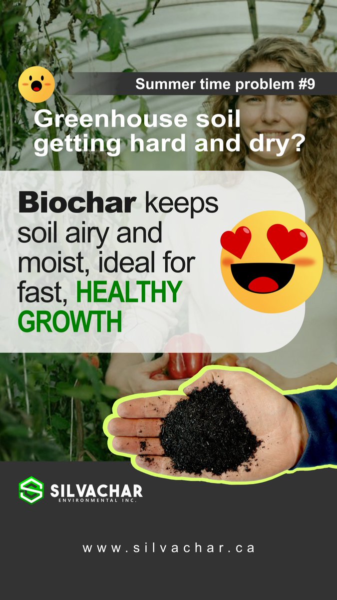 SilvacharBC's tweet image. Hard, dry greenhouse soil?
Biochar keeps soil light, airy, and moist, just the way your plants like it.
Better structure = better growth.
. FREE SHIPPING within Canada. Click here 
👉silvachar.myshopify.com

#GreenhouseSoilFix #MoistureRetention #AirySoil #BiocharBenefits
