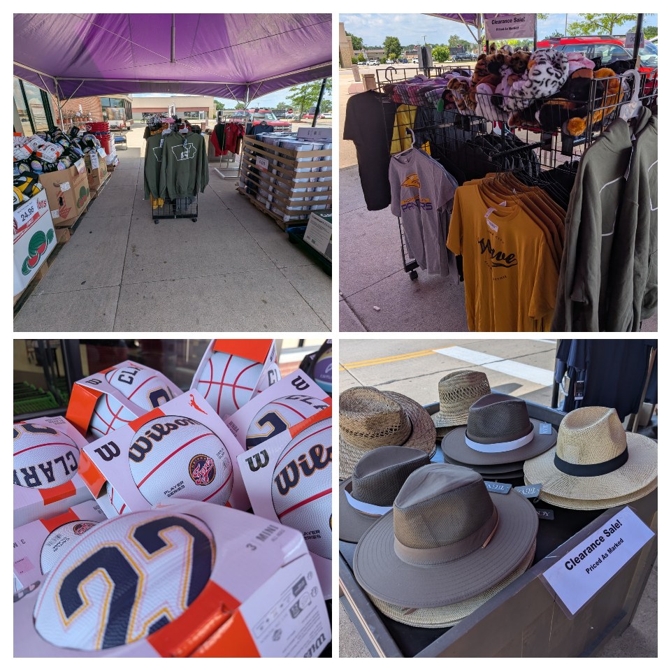 Stop by your Cedar Falls Hy-Vee for our GM Sidewalk Sale this week! Lots of 🔥 HOT 🔥 deals on clothing, sports merchandise and housewares!