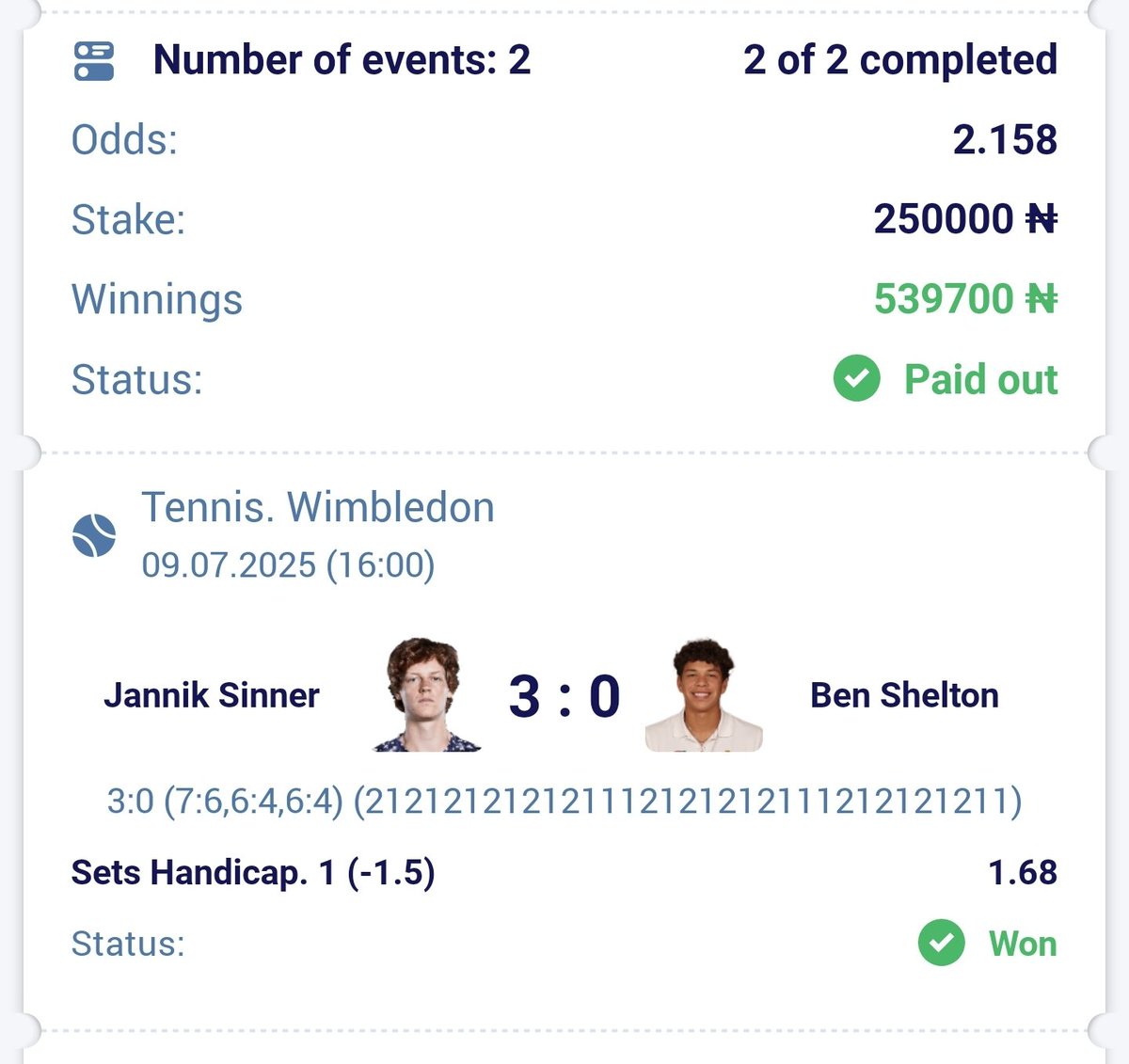 539K won ✅️✅️✅️✅️

Banker Odds of the day won 🏆 

Don't have a Paripesa Account?
Register using this link
Use the Promo code: LOVEB3RD

paripesa.bet/loveb3rd
Bet Responsibly 🔞