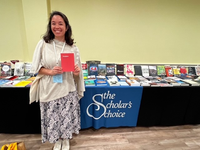 scholar_choice's tweet image. We were pleased to meet Melody Jue, @UMinnPress author of Coralations at our @asle exhibit! #ASLE2025