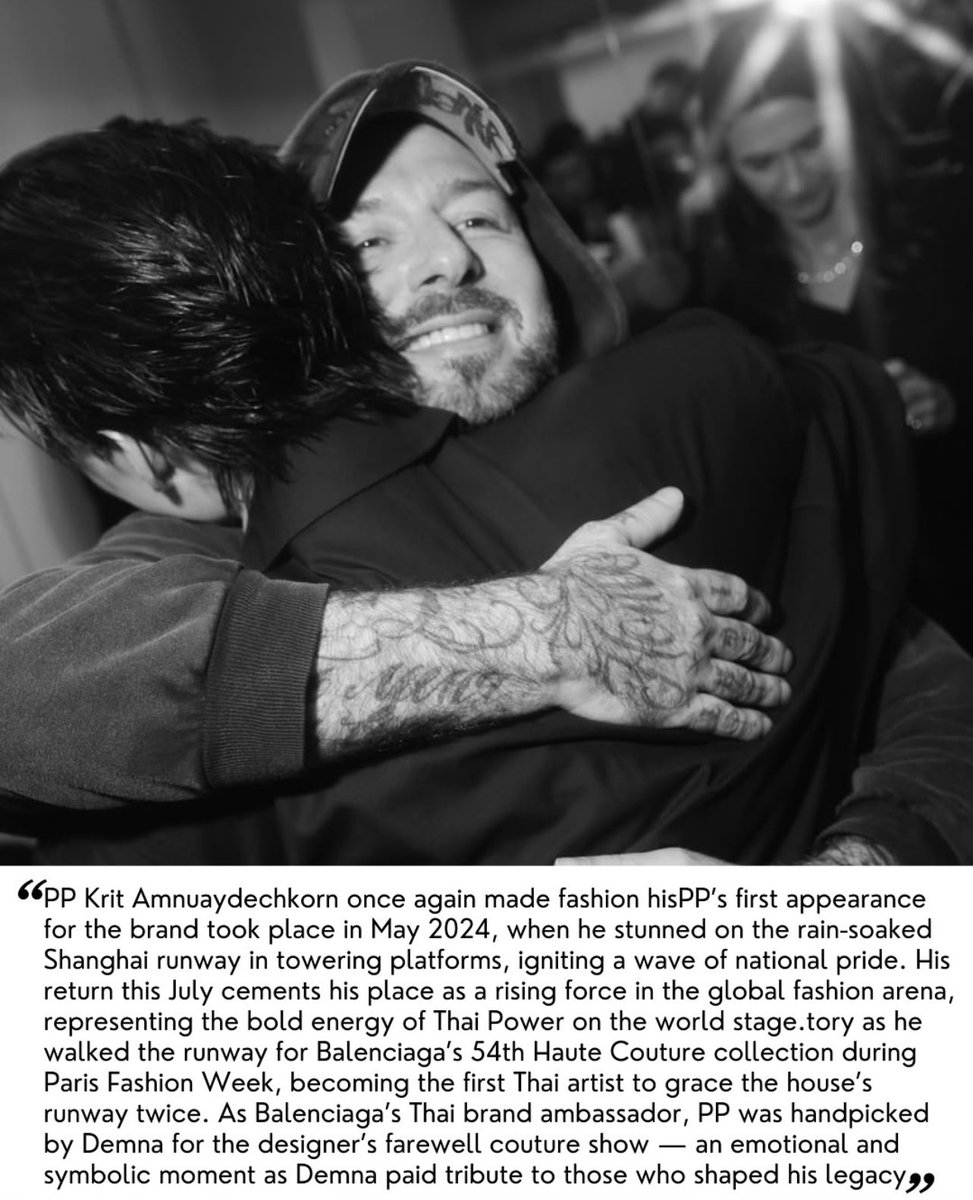 “PP was handpicked by Demna for the designer's farewell couture show — an emotional and symbolic moment as Demna paid tribute to those who shaped his legacy”

GBA PP KRIT BALENCIAGA
#Balenciaga54thCouturexPPKRIT