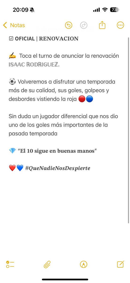 ☑ 𝗢𝗙𝗜𝗖𝗜𝗔𝗟 | 𝐑𝐄𝐍𝐎𝐕𝐀𝐂𝐈𝐎𝐍

✍  Toca el turno de anunciar la renovación 𝕀𝕊𝔸𝔸ℂ ℝ𝕆𝔻ℝ𝕀𝔾𝕌𝔼ℤ. 

⚽️ Volveremos a disfrutar una temporada + de su calidad
 
💎 “𝐄𝐥 𝟏𝟎 𝐬𝐢𝐠𝐮𝐞 𝐞𝐧 𝐛𝐮𝐞𝐧𝐚𝐬 𝐦𝐚𝐧𝐨𝐬” 

❤️💙 #𝑸𝒖𝒆𝑵𝒂𝒅𝒊𝒆𝑵𝒐𝒔𝑫𝒆𝒔𝒑𝒊𝒆𝒓𝒕𝒆