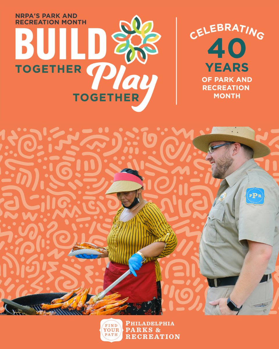 July is National Parks &amp; Rec Month! 🌳💚 Big thanks to our incredible staff &amp; volunteers who keep Philly’s parks, rec centers &amp; green spaces thriving. Your hard work means more than ever—thank you for showing up for Philly! 
#BuildTogetherPlayTogether #ParksAndRecMonth2025