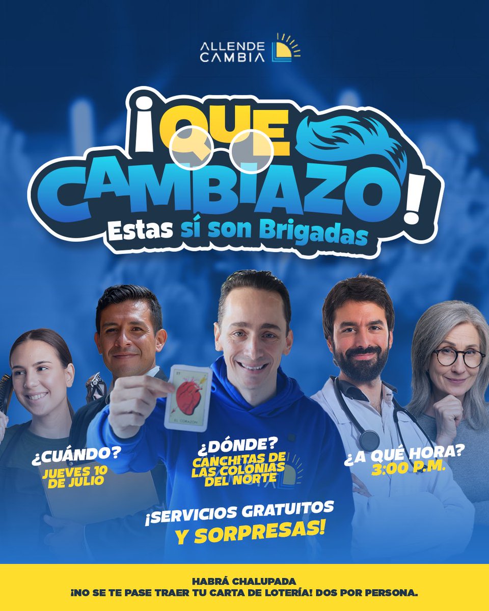 🥳 YA TENEMOS NUEVA FECHA
PARA LA BRIGADA DEL CAMBIO!!

Nos vemos mañana en las canchitas de las Colonias del Norte 🙌🏼