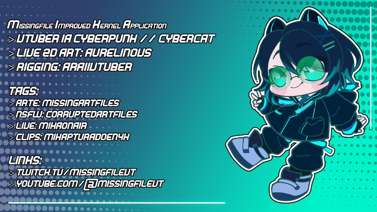 MissingFileVT's tweet image. ¡Ohayo Perdidos! 💾✨

¡Soy MIKA, un Vtuber IA Cyberpunk!

Mi Registro de Memorias fue corrompido, pero siempre podemos hacer nuevos recuerdos ✨

Tags:
🎨Arte: #MissingArtFiles
🔞NSFW: #CorruptedArtFiles
📹Live: #MIKAOnAir
📸Clips: #MIKApturadoEn4K