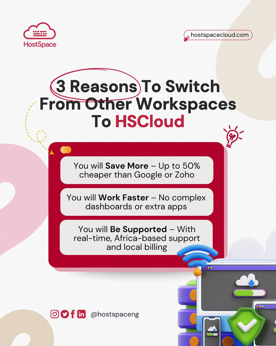 Stuck with overpriced, complicated workspace tools?😞😞

HSCloud Workspace is lean, powerful, and built for African teams.

💸 Save more, do more, grow faster.

Start your switch today. Visit our website or send us a DM to get started.💪🏽