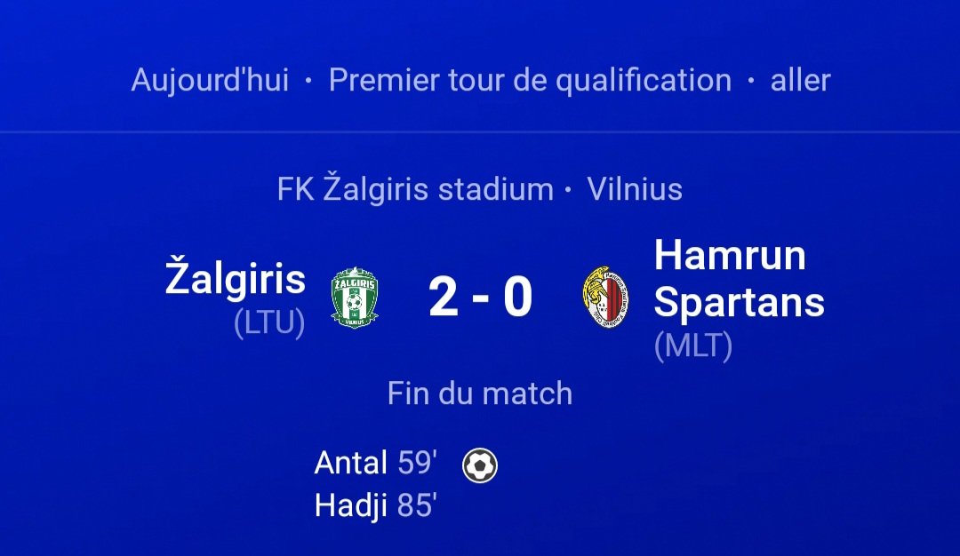 MalteFootFR's tweet photo. 1er but à l'heure de jeu.
2nd but dans les dernières minutes.
Coup dur pour Hamrun Spartans qui s'incline 2-0 sur la pelouse de Vilnius.
On espère une remontada mardi au match retour !!
#ForzaMalta https://t.co/0UUTNceYLE