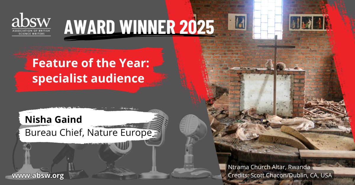 absw's tweet image. 🏆#ABSWawards 2025
👉Feature of the Year - specialist audience
🎉Nisha Gaind @Nature
👏👏👏Congratulations!!!