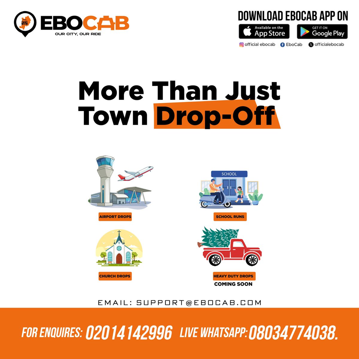 officialebocab's tweet photo. Think EBOCAB is just for town runs? Think again 🌚
✅ Airport pickups
✅ School runs
✅ Move goods (Hilux)
✅ Charter

Book via our app (PlayStore &amp; App Store)

📞 02014142996 
WhatsApp: 08034774038
📧 support@ebocab.com

#EBOCAB #EbonyiRides #GalaxyAI #ฟิตติ้งเสน่หาวาโย #cab https://t.co/aKgivjvKon