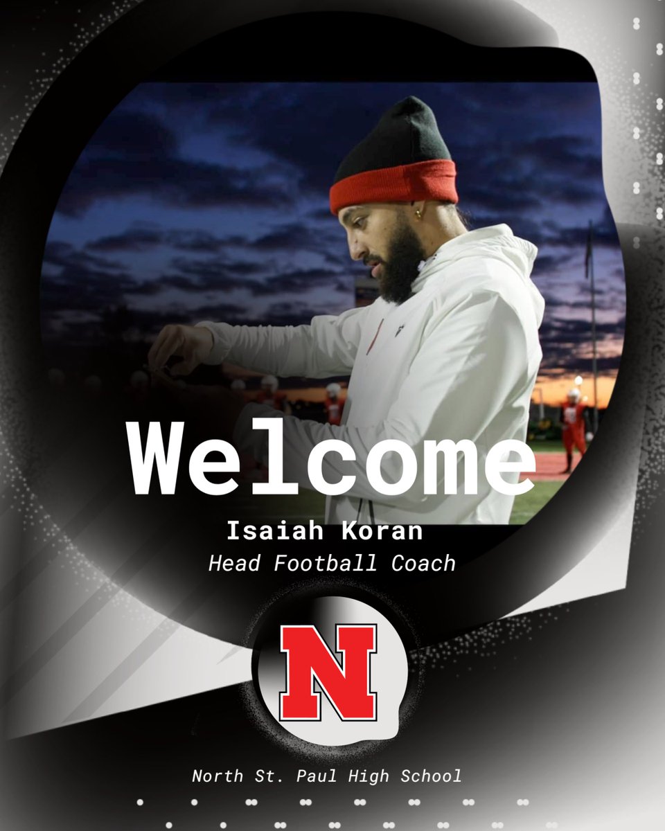 Good Afternoon Polar Nation!!!! Isaiah Koran has been promoted to Interim Head Football Coach for the 2025-2026 Football Season!!!! 

Isaiah is a former North Grad and Football Player!!! Isaiah was a Key part to the 2015 Section Football Championship at North!!! 

#GO POLARS