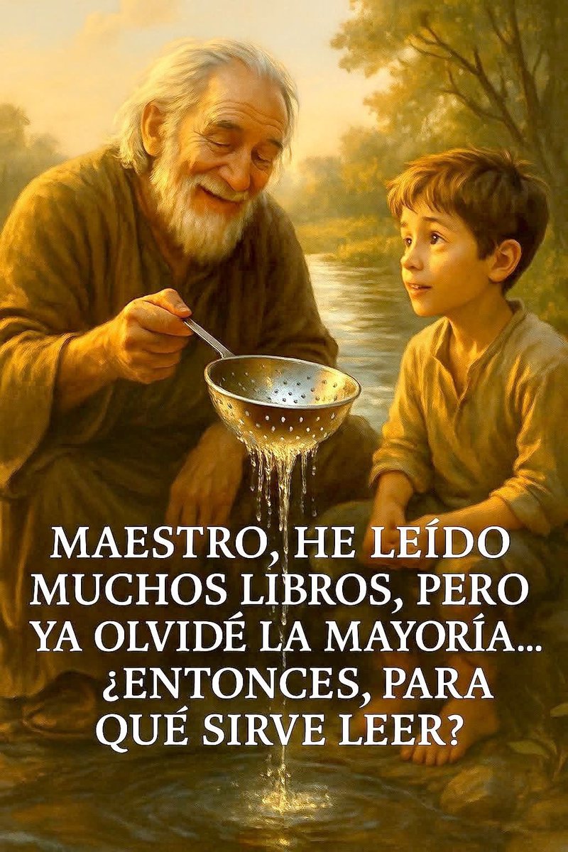 📚 “Maestro, he leído muchos libros… pero ya olvidé la mayoría. ¿Entonces, para qué sirve leer?”
Esa fue la pregunta de un alumno curioso.
Y el maestro… no respondió.
Solo lo miró en silencio.

Pasaron unos días.
Estaban sentados junto a un río.
De pronto, el anciano le dijo: