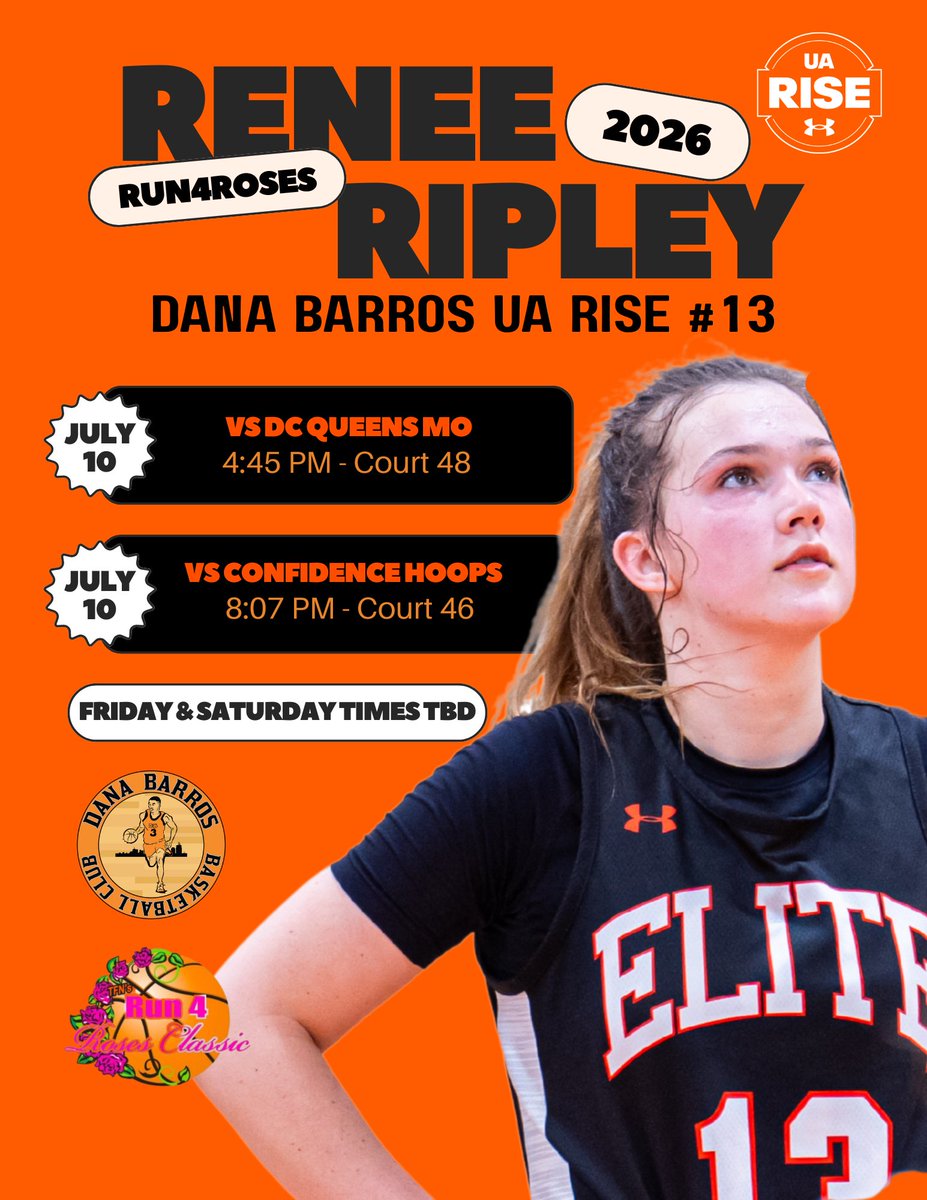 Renee Ripley (@reneeripley13) on Twitter photo So excited to be competing in this year’s Run For Roses in Kentucky with my Dana Barron girls! Here’s my schedule!
<a href="/danabarrosbball/">Dana Barros Basketball</a> So excited to be competing in this year’s Run For Roses in Kentucky with my Dana Barron girls! Here’s my schedule!
<a href="/danabarrosbball/">Dana Barros Basketball</a>