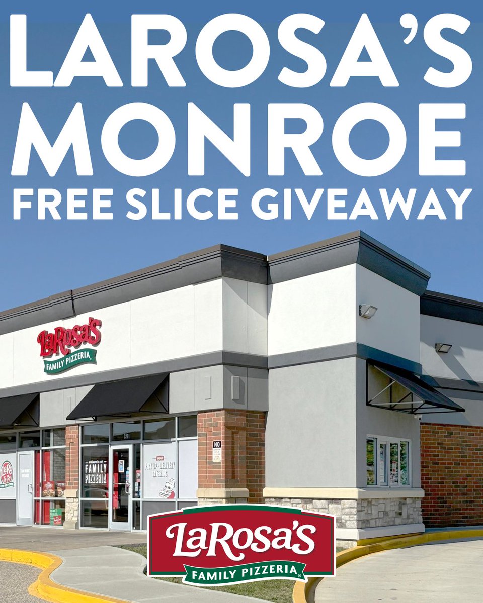 Hit up our Drive Up Pick Up window at LaRosa's Monroe this Friday, 7/11 between 11 AM - 1 PM! 🚗 Just mention where you work when you roll through and we'll give you a FREE SLICE, plus a Luigi Lunch card to use next time you visit for lunch! 🚗