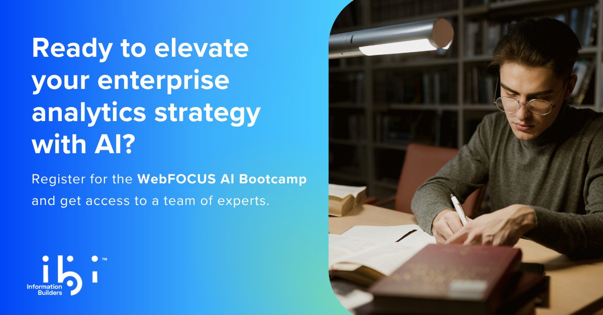 infobldrs's tweet image. AI for all! The WebFOCUS AI Bootcamp jumpstarts your team&apos;s ability to use AI, no coding required. 🙌Register here: bit.ly/4ko52mP
#WebFOCUS #AIBootcamp