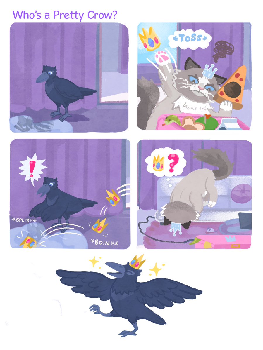 LittleKittyGame's tweet image. Little Kitty and Friends #10 โ Whoโs A Pretty Crow?