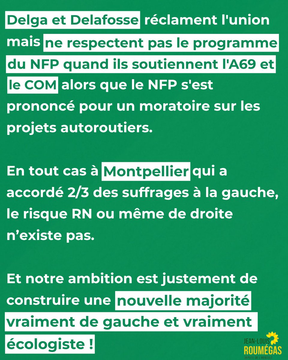 jlroumegas's tweet image. Carole Delga s'inquiéte pour Michael Delafosse, après le lancement du Rassemblement écologiste social et citoyen.
Delga et Delafosse réclament l'union sans la respecter, tandis que nous voulons construire une autre majorité vraiment de gauche et écolo ! 🌻
#Montpellier