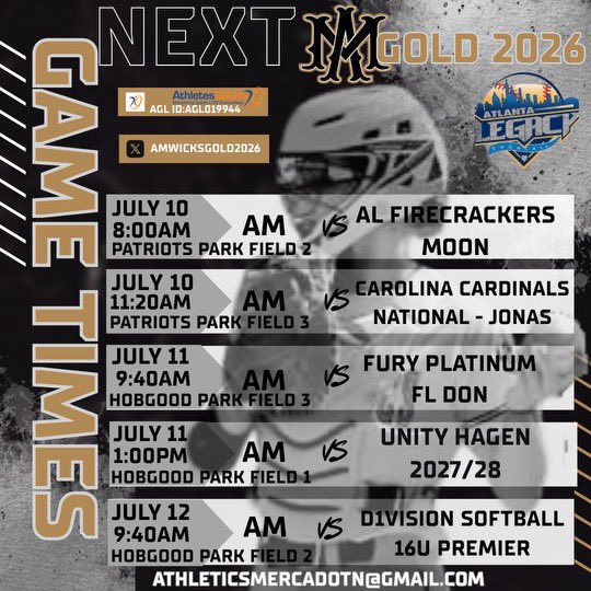 So excited for this weekend Atlanta Legacy Showcase with <a href="/AMWicksGold2026/">Athletics Mercado 16U Gold - Wicks</a>! Come check us out! 
<a href="/TAProfileAPP/">TAP APP</a> <a href="/TopPreps/">SPORTS NEWS, VIDEOS, GRAPHICS, EXPOSURE & MORE</a> <a href="/ExtraInningSB/">EXTRA INNING SOFTBALL</a> <a href="/SoftballDown/">Down South Softball</a>