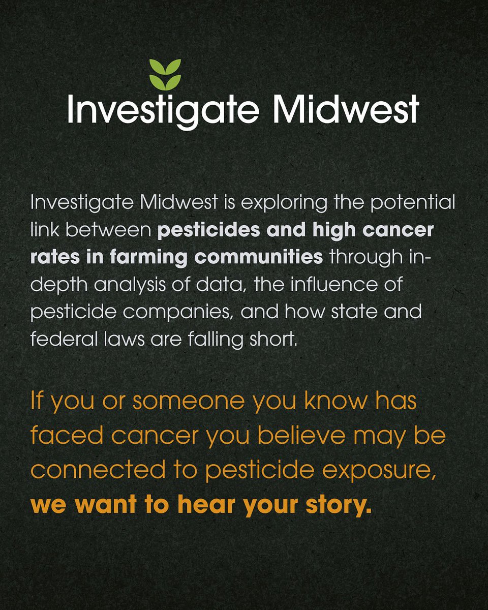 IMidwest's tweet image. Click the link to take our survey: investigatemidwest.org/2025/07/09/hel…
#Pesticides #Cancer #Survey