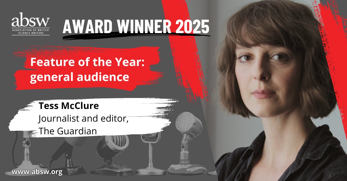 ABSW (@absw) on Twitter photo 🏆#ABSWawards 2025
👉Feature of the Year – general audience
🎉Tess McClure <a href="/tessairin/">Tessy George</a> <a href="/guardian/">The Guardian</a>
👏👏👏Congratulations!!! 🏆#ABSWawards 2025
👉Feature of the Year – general audience
🎉Tess McClure <a href="/tessairin/">Tessy George</a> <a href="/guardian/">The Guardian</a>
👏👏👏Congratulations!!!