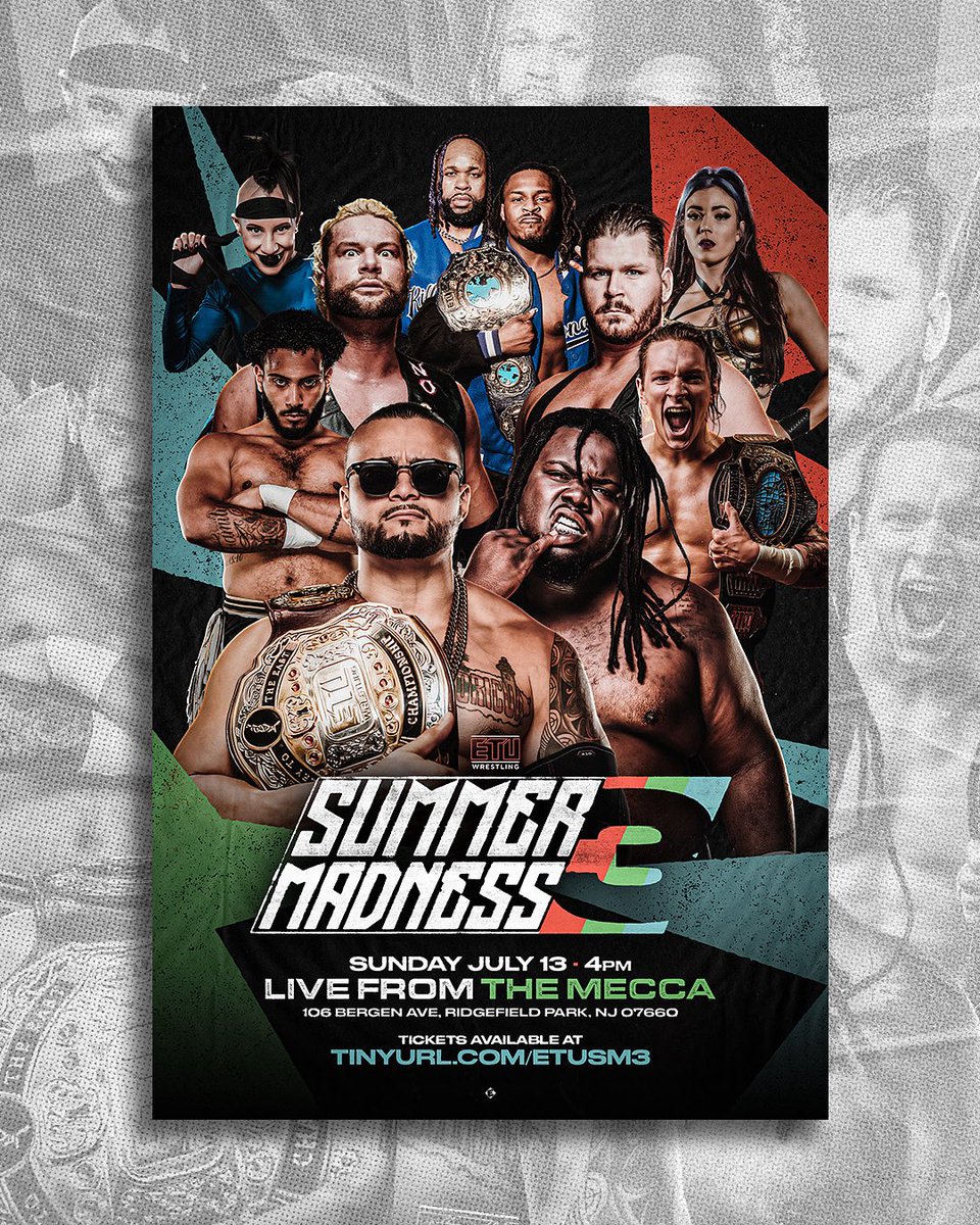 🚨4 DAYS AWAY🚨

🔥Santana/Tankman
🔥Killionaires/Star Machines
🔥Mathers/A-Game
🔥Janai Kai/Lena Kross
🔥Bishop/Holloway
🔥Kwon/Mako
🔥4 Corner Survival
🔥The Expected vs KB/???

⬇️GET TIX NOW⬇️
🎟️: tinyurl.com/etusm3

☀️SUMMER MADNESS 3☀️
July 13th • 4pm • The Mecca